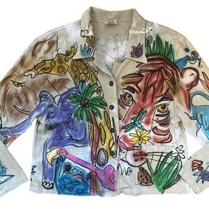 Women's Cream wearable art spray painted